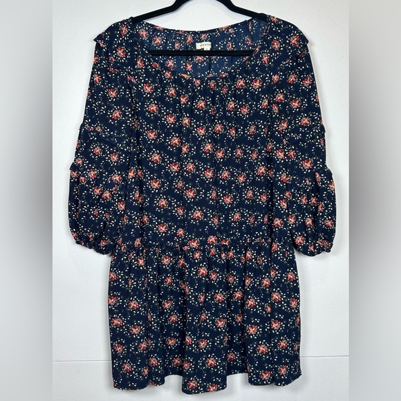 Cottagecore Romantic Max Studio Navy Floral Dress. - Picture 1 of 8